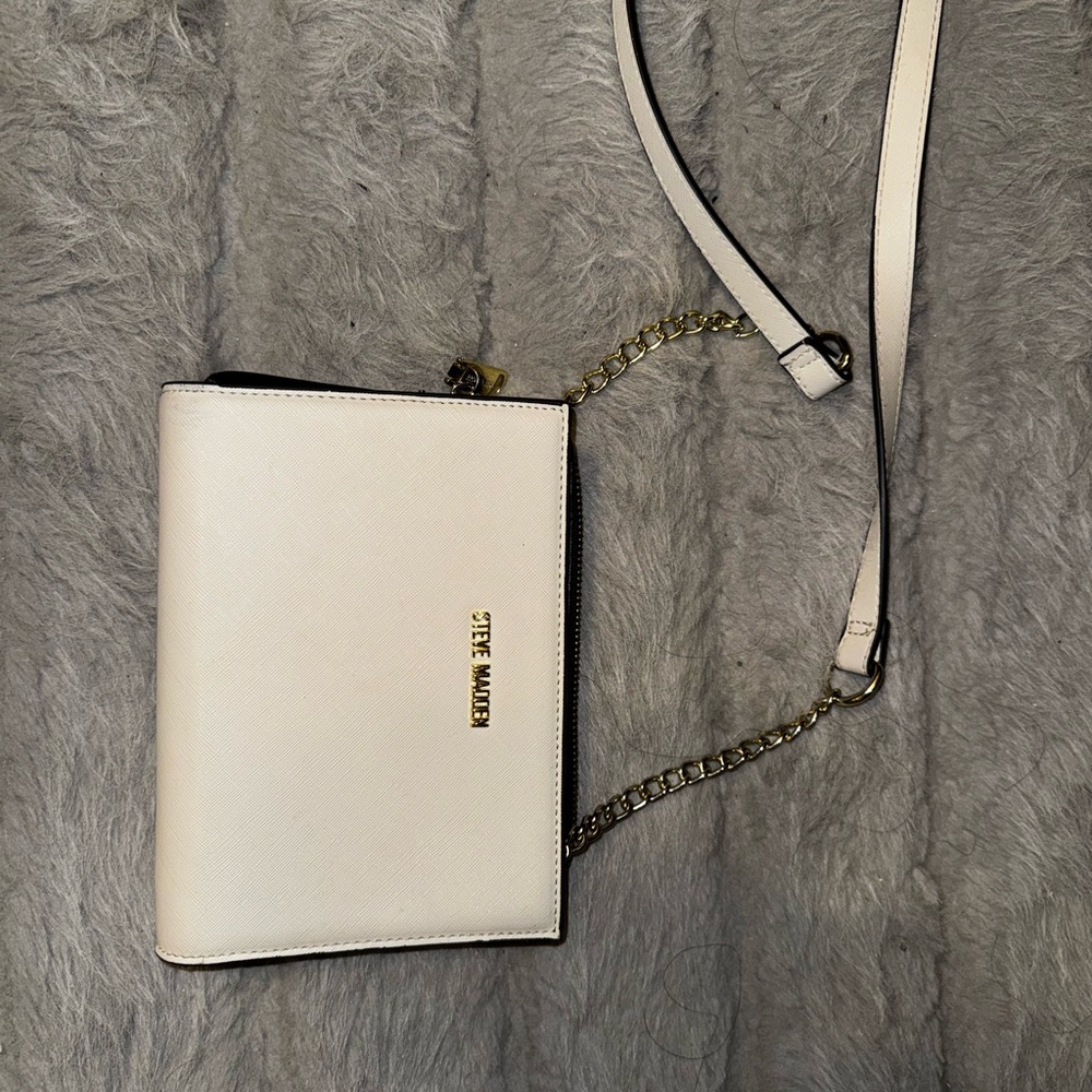 Steve Madden Ivory Crossbody Bag with Gold Accents